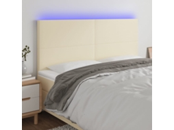 Vidaxl Cabeceira Cama C/ Led 160x5x118/128 Cm Couro Artificial Crème