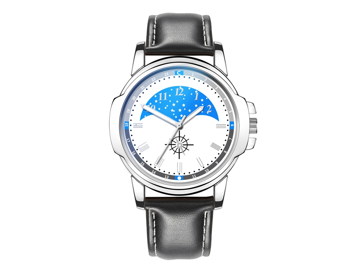 Reloj Clásico De Negocios De Cuarzo Con Correa De Cuero Para Hombres (correa Oscura Dial Blanco)