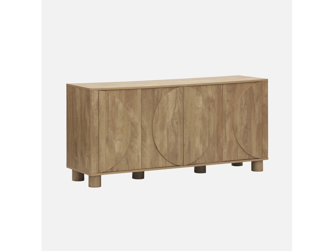 Aparador Exótico Efeito Madeira Com 4 Portas, 155cm, Manguier Sweeek