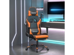 Vidaxl Cadeira Gaming C/ Apoio P/ Pés Couro Artificial Preto E Laranja