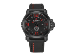 Reloj Hombre Naviforce De Cuarzo Resistente Al Agua Con Correa De Pu Negro Rojo