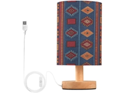 Abajur De Cabeceira Com Estampa Étnica Para Quarto, Portas De Carregegamento Usb C, Luminária De Mesa Cabeceira, Luminária
