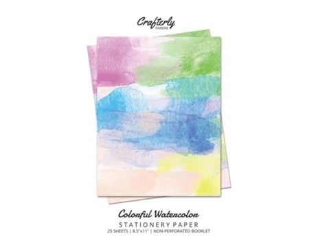 Livro Colorful Watercolor Stationery Paper Cute Letter Writing Paper For Home, Office, 25 Count, Art Print De Crafterly Paperie (inglês)