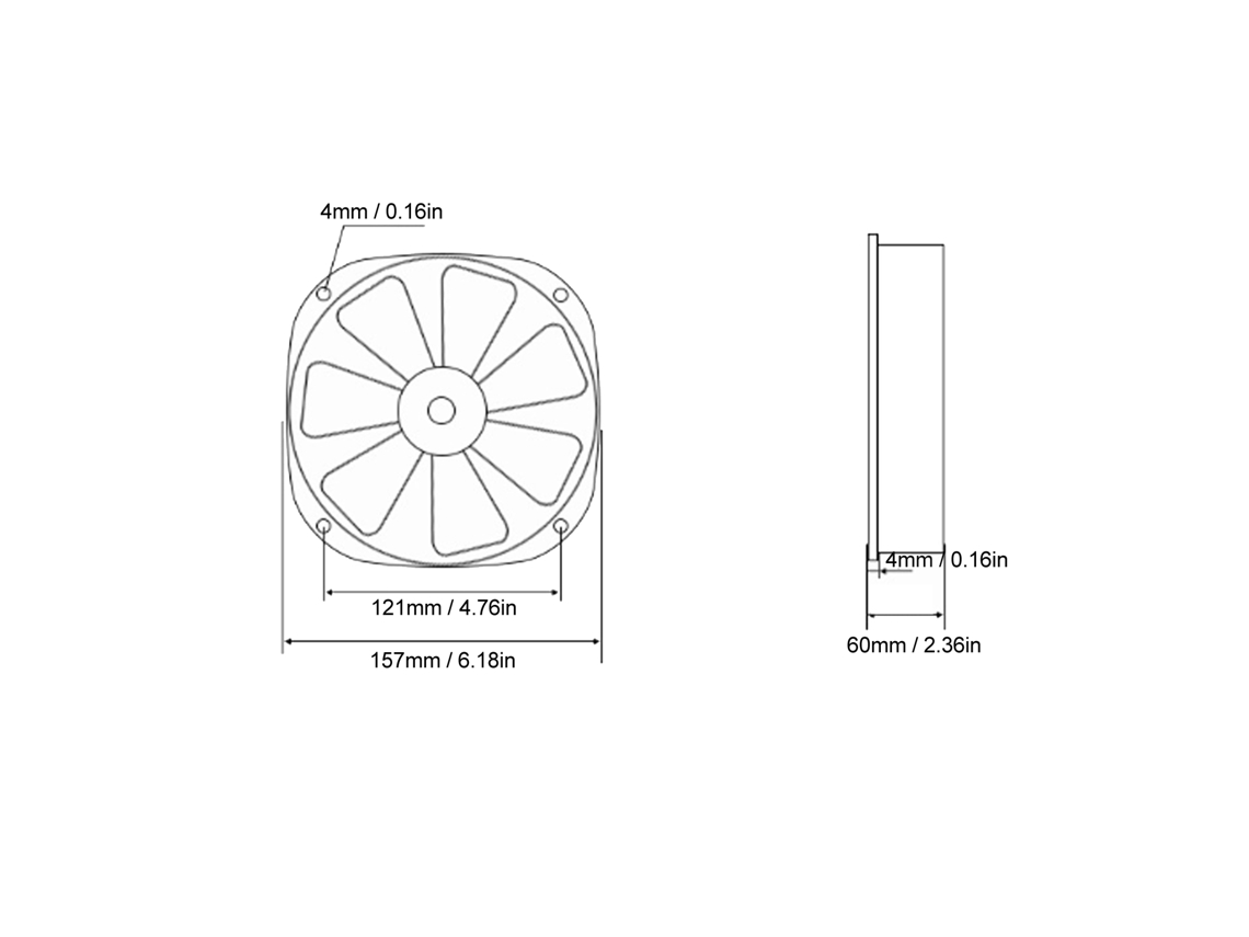 Laxiscreed Ventilador Axial 6 Polegadas, 2500 Rpm, Alto Fluxo De Ar De 5,5 M³/min Para Ventilação Eficiente