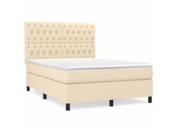 Box Spring Bed, Box Spring Beds Vidaxl Creme Tecido (140 X 190 Cm)