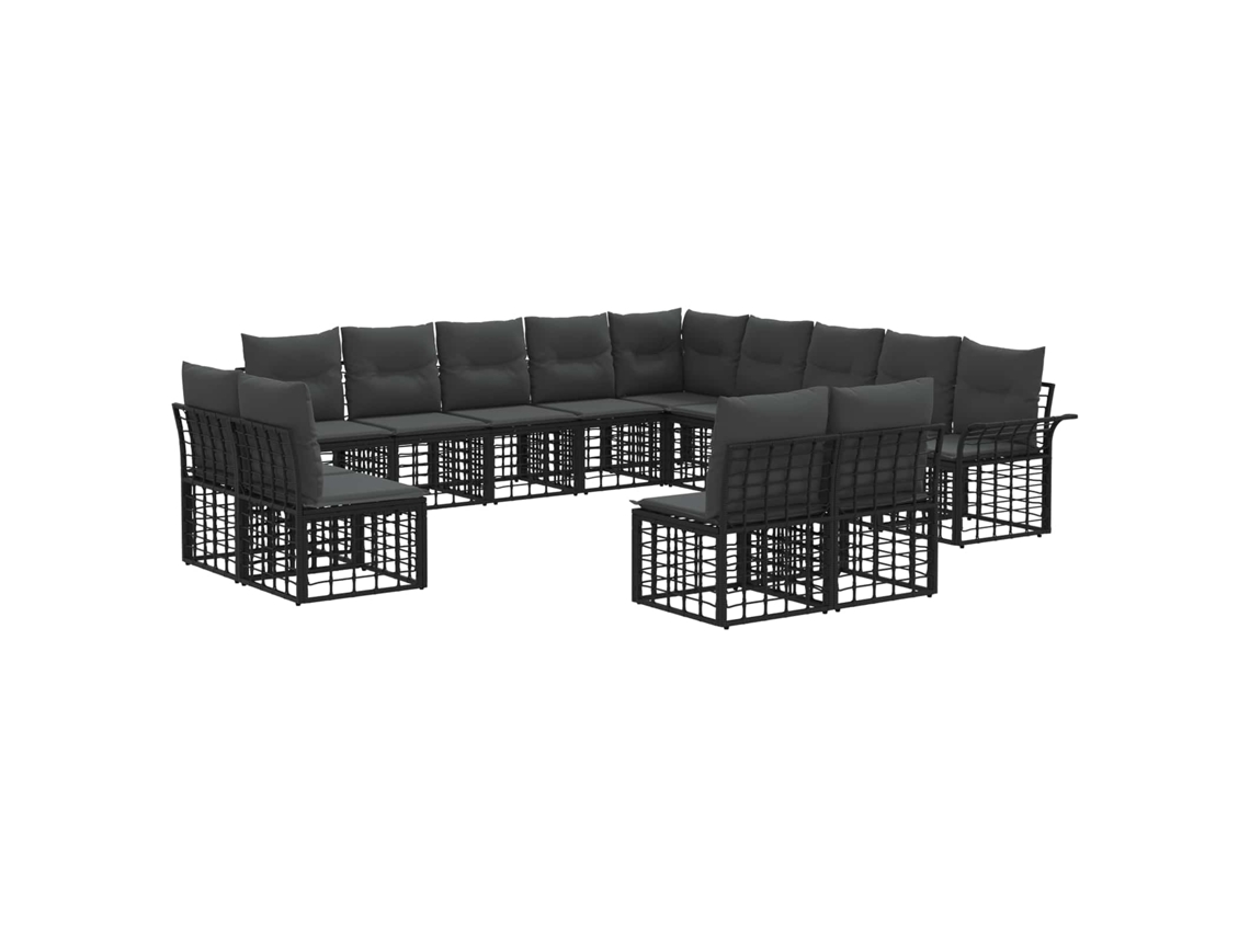 Maison Exclusive - Conjunto De Sofás Para Exterior 13 Unid. Preto E Cinza Escuro