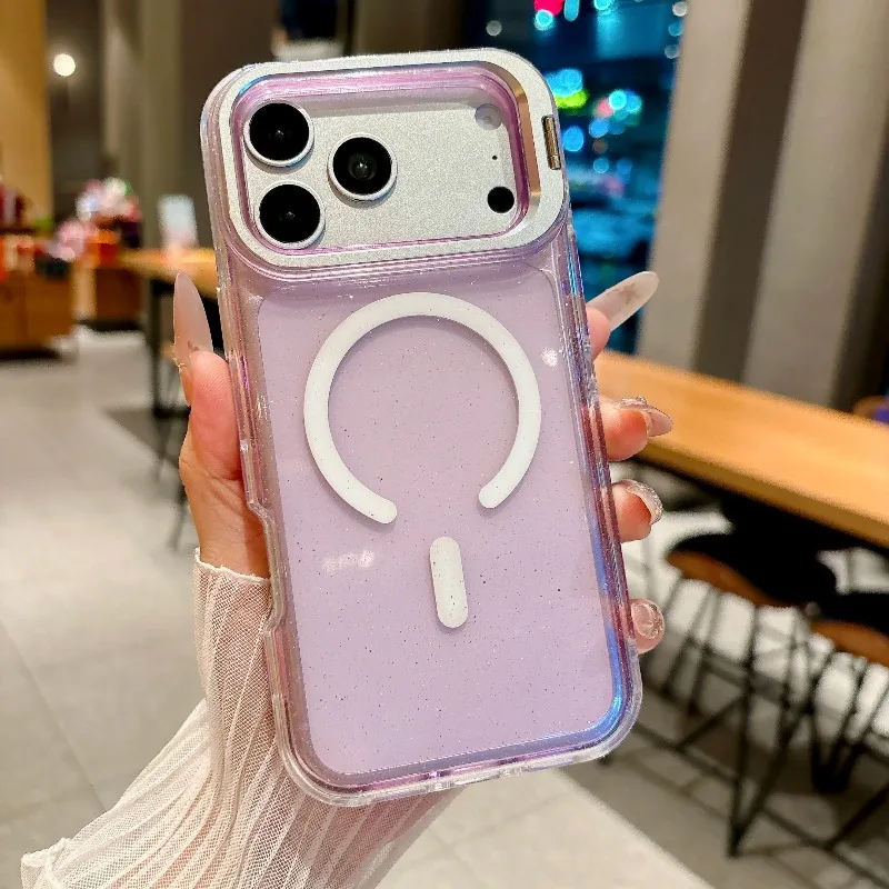 Capa Para Iphone 11 Roxa Com Carregamento Sem Fio E Suporte Para Lente.