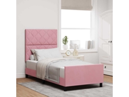 Vidaxl Cama Box Com Cabeceira Rosa 90 X 200 Cm Veludo