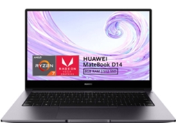 Portátil HUAWEI MateBook D14 2020 (14'' - AMD Ryzen 7 3700U - RAM: 8 GB - 512 GB SSD - AMD Radeon RX Vega 10)