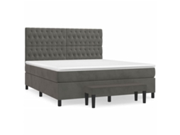 Cama com Molas e Colchão Veludo Cinzento Escuro MAISON EXCLUSIVE (180x200 cm)