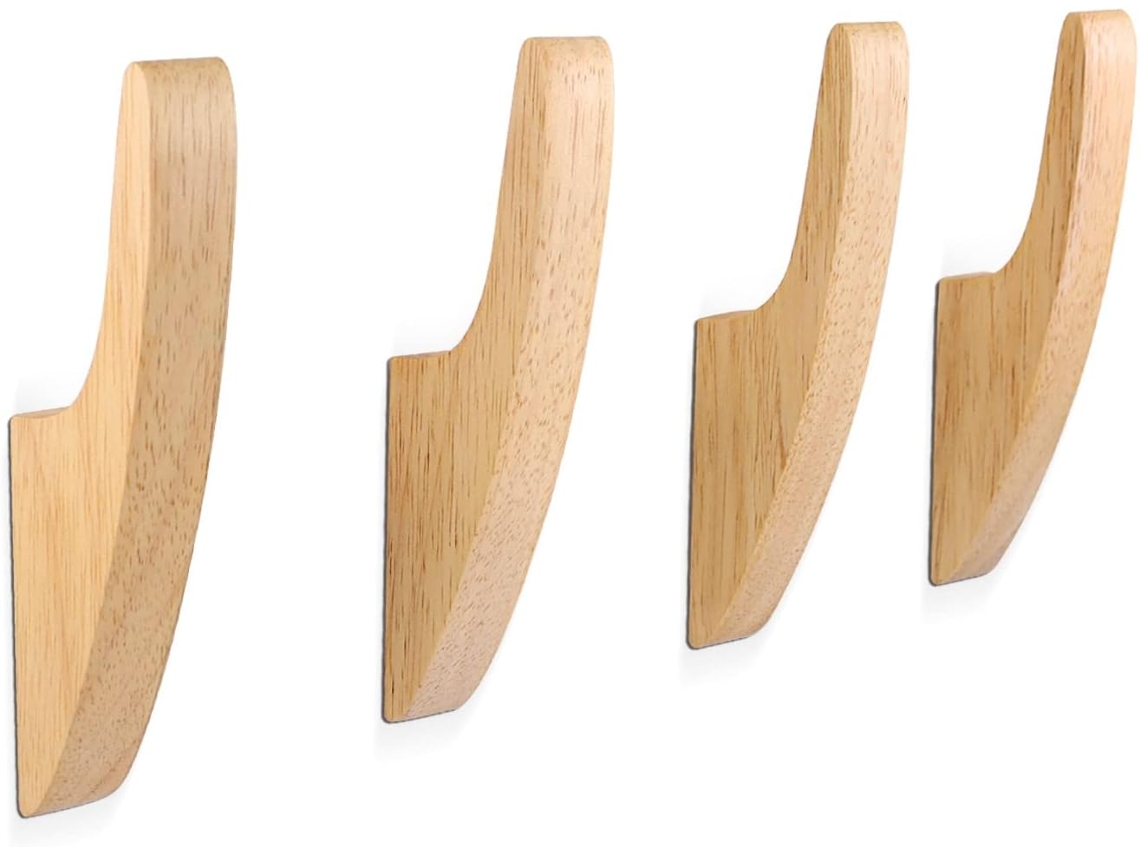 Conjunto De 4 Cabides De Madeira Simples, Ganchos De Parede Multifuncionais, Estilo Vintage, Ganchos Para Toalhas, Cabideiro Para Roupas Para Quarto