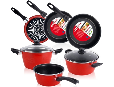 Trem de Cozinha 5 Peças e Conjunto de 3 Panelas  18-20-24 cm,