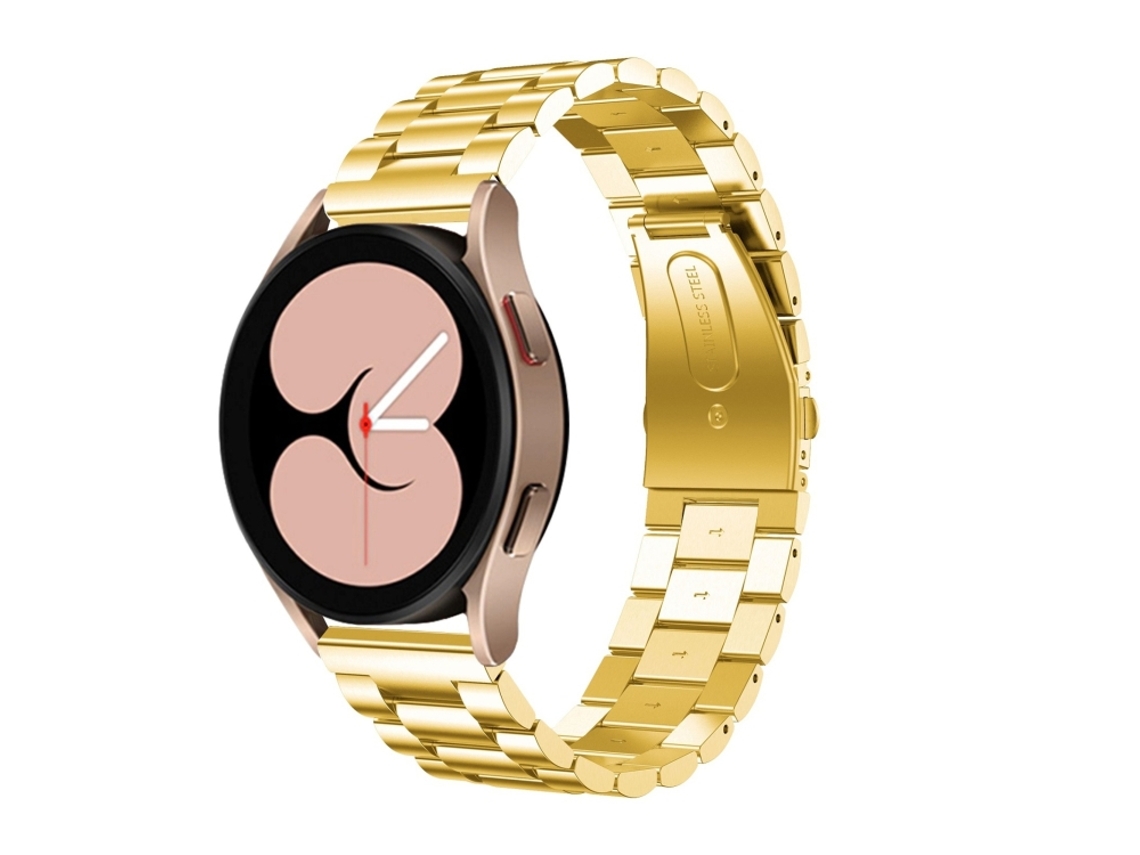 Bracelete Universal para Samsung Galaxy Watch 4 com Cabeça Plana e Três Contas Ouro XIAOMOYU (40mm/44mm)