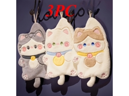 Conjunto com 3 Toalhas Fofas com Estampa de Gato, Secagem Rápida, Super Absorventes BRILVIBERA