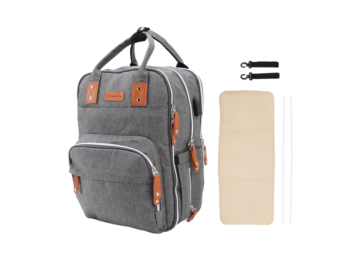 Mali mochila de Fraldas para Bebê Plegável 20l Grande Capacidade Design Dividido com Estação de Troca Cinza Escuro