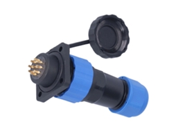 Conector de alimentação à prova d'água Laxiscreed com design quadrado para aeroportos e aviação.