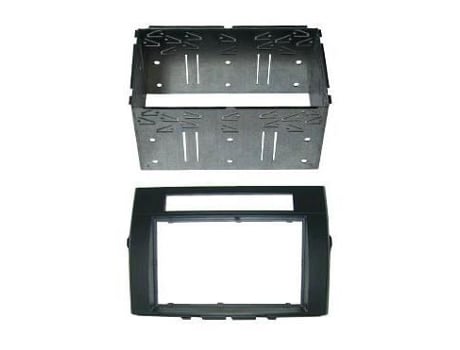 Adaptador Frontal de Rádio Automotivo Din Duplo Preto com Gaiola de Metal Toyota Corolla Verso 2005