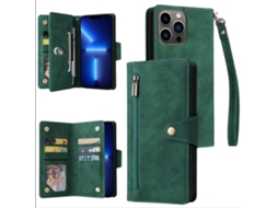 Capa Inch Para Iphone 13 Pro Pele Sintética Verde