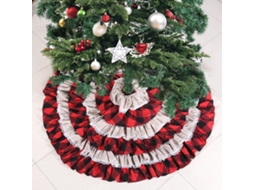 Saia de Árvore de Natal Xadrez Vermelho e Preto com Volantes Decoração de Fundo 120cm S/MARCA