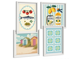 Pinturas Murais Modernas Gráficos Elegantes: Flores E Figuras Moldura Branca Quadros Para O Escritório Espelharte (conjunto De 4 Imagens)