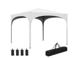 Tenda Dobrável 3x3 m com Altura Ajustável Bolsa de Transporte Tecido UV e Sacos de Areia BRANCO