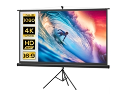 Branco E Preto Tela De Projeção Manual Com Suporte 100 Polegadas Portátil Formato 16:9 Com Altura Ajustável E, 235,8x8x136 Cm