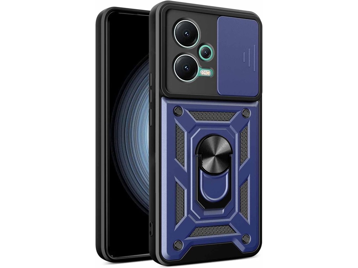 Capa Anel Giratório Tampa Deslizante para Xiaomi Poco F5 HONGWE. Anti-Choque Preto