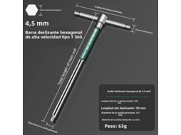 Chave Hexagonal Multifuncional MDUG Tipo T em Aço Inoxidável (4,5 Mm)