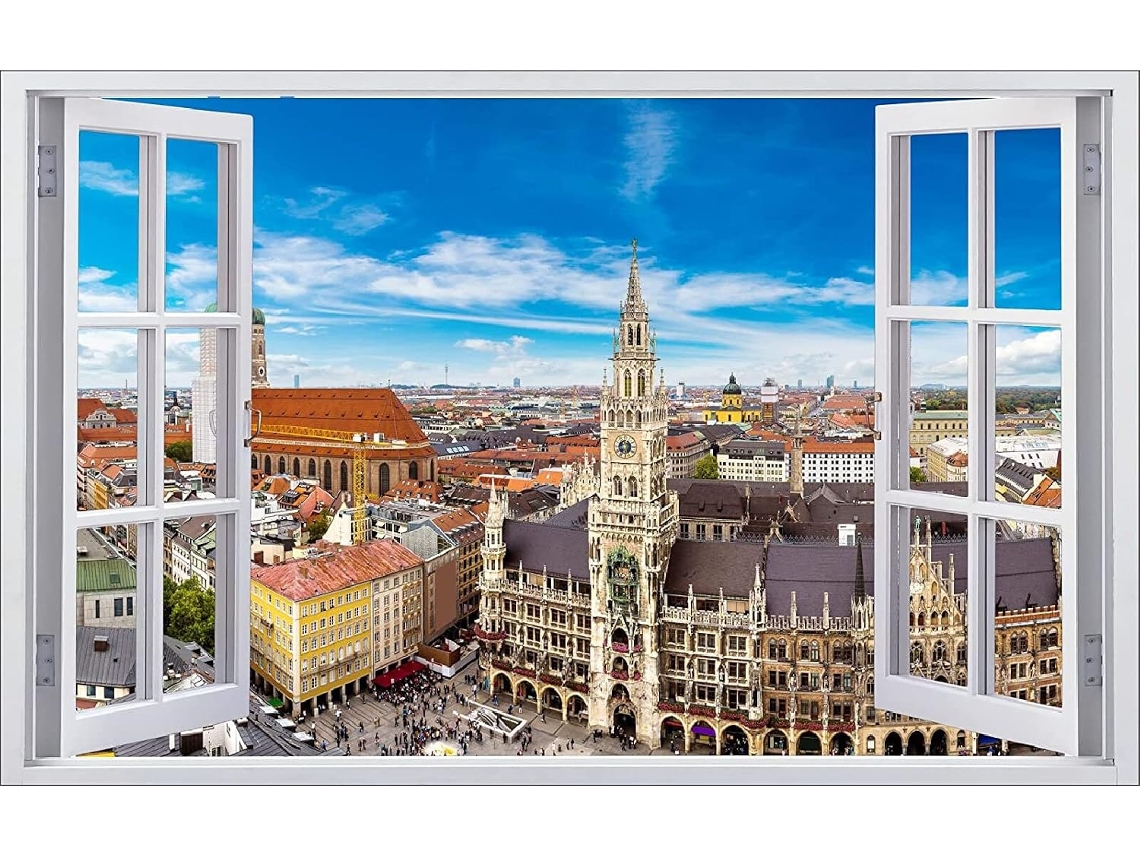 Adesivo de parede com efeito 3D e paisagem para quarto e sala de estar, 80x120cm