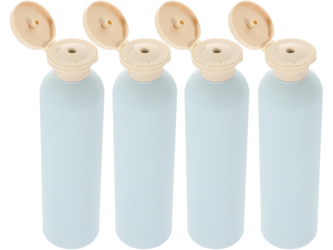 Conjunto De 4 Frascos de Loção Recarregáveis De 260ml Em Plástico HDPE Com Tampas.