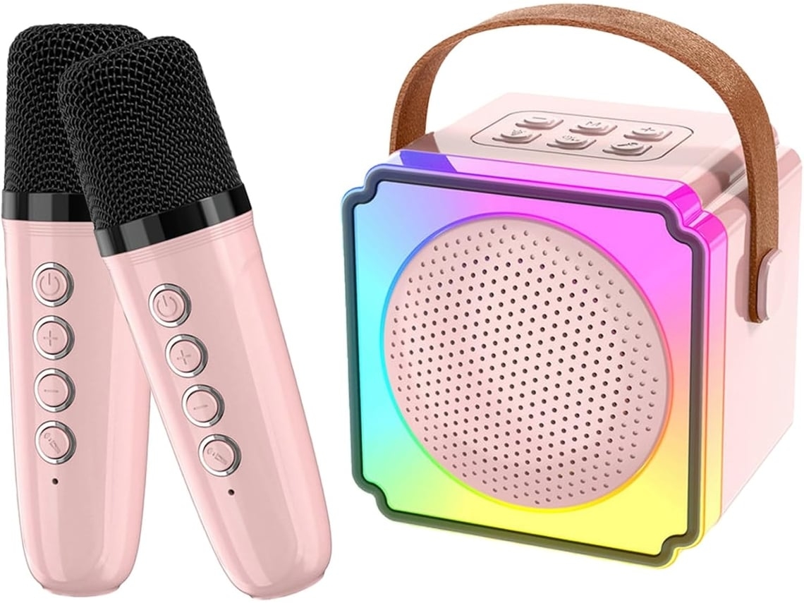 Máquina De Karaokê Infantil, Mini Máquina De Karaokê Com 2 Microfones Sem Fio, Qualidade De Som Hifi, Conjunto De Alto Falantes. Aquaforge