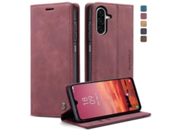 Capa Para Samsung Galaxy A26 Multifuncional Horizontal De Couro Vermelha