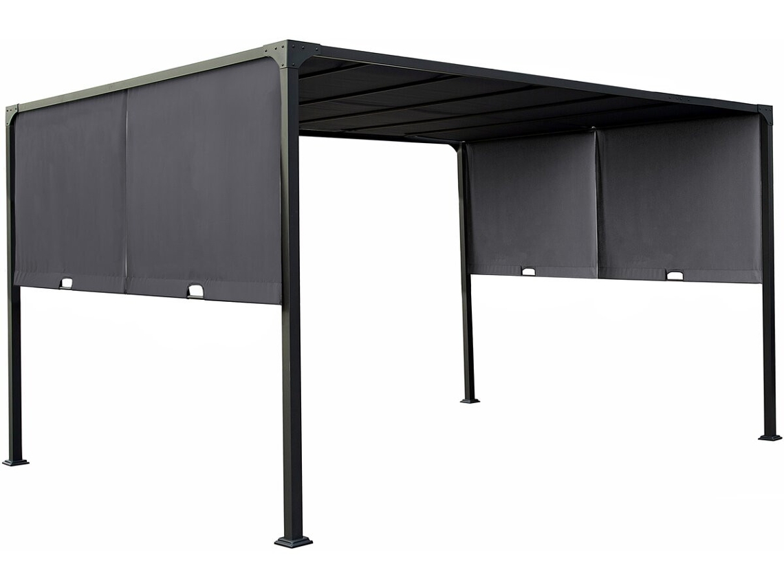 Pérgola Com Teto Metálico Retrátil "courtenay" - 3 X 4 M - Cinzento