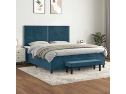 Vidaxl Cama Com Molas/colchão 160x200 Cm Veludo Azul-escuro