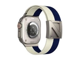 Bracelete para Apple Watch 46/49/45/44mm Nylon Bicolor com Fecho Magnético em Formato Z Azul Claro XIAOMOYU