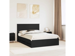 Vidaxl Estrutura Da Cama Preto 140 X 200 Cm Madeira De Engenharia