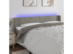 Cabeceira Cama C/ Luzes Led Veludo 163x16x78/88 Cm Cinza-claro