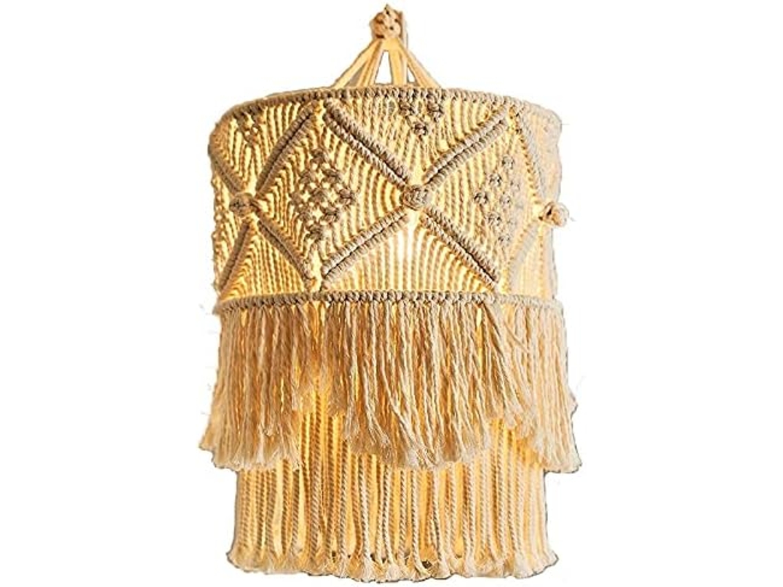 Tapeçaria De Parede Artesanal Em Macramê, Abajur, Decoração Boho, Tapeçaria Com Franjas, Painel De F Gokoco