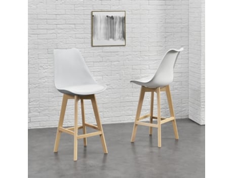 Conjunto de Cadeiras de Jantar [EN.CASA] Lublin Branco (Couro sintético, Faia - 105 x 48 x 58 cm)