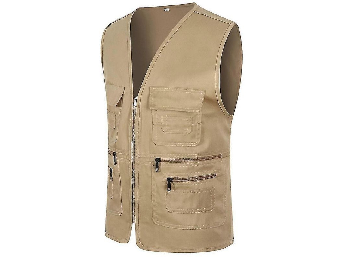 Colete Sem Manga Para Homem Com Múltiplos Bolsos Para Pesca Caça Trekking Outdoor Jaqueta Gilet Khaki