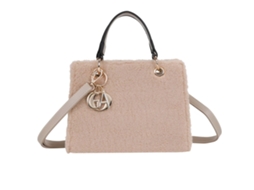 Bolsa De Mão Feminina De Pelúcia Com Pingente Dourado E Alça De Ombro Removível