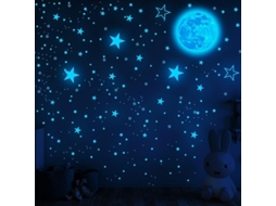 1049 Peças De Estrelas E Lua Que Brilham Na Escuridão, Presente Para Meninos E Meninas (azul)