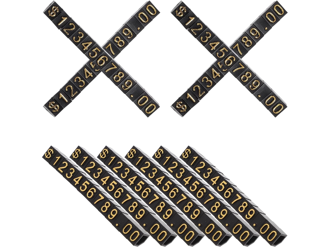 Conjunto De 10 Blocos Exibição Preços Em Abs Preto E Alumínio, Desmontáveis E Montáveis, Para Lojas De Joias E