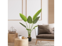 Planta Artificial Interna 109cm Com Vaso Plástico E Substrato Flocado Verde