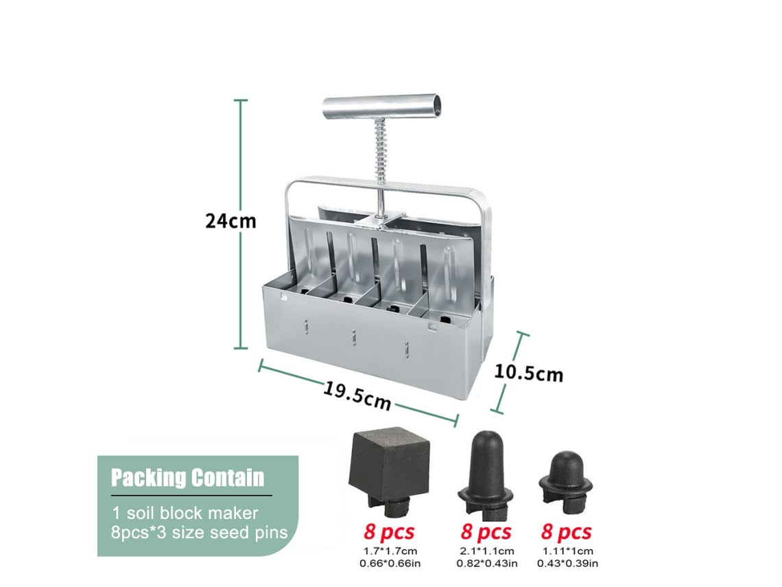 Blocador de Solo Manual 8 Cavidades 2 Polegadas com 3 Tipos de Pinos para Jardinagem