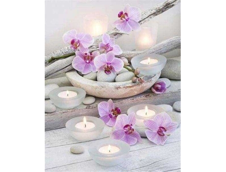 Tela FIGURED' ART Diamond Painting -  Flores E Velas  - Figured' Art Dp-348-Y (51x2,8x41 cm)