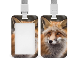 Porta Crachá À Prova D Água Com Estampa De Raposa Olhando O Horizonte, Com Janela Transparente Identificação