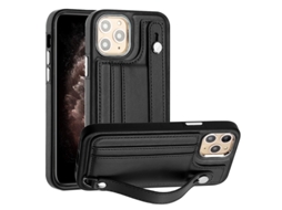 Capa Mobile Phone Cases Shockproof With Wrist para iPhone 11 Pro Pele Castanho