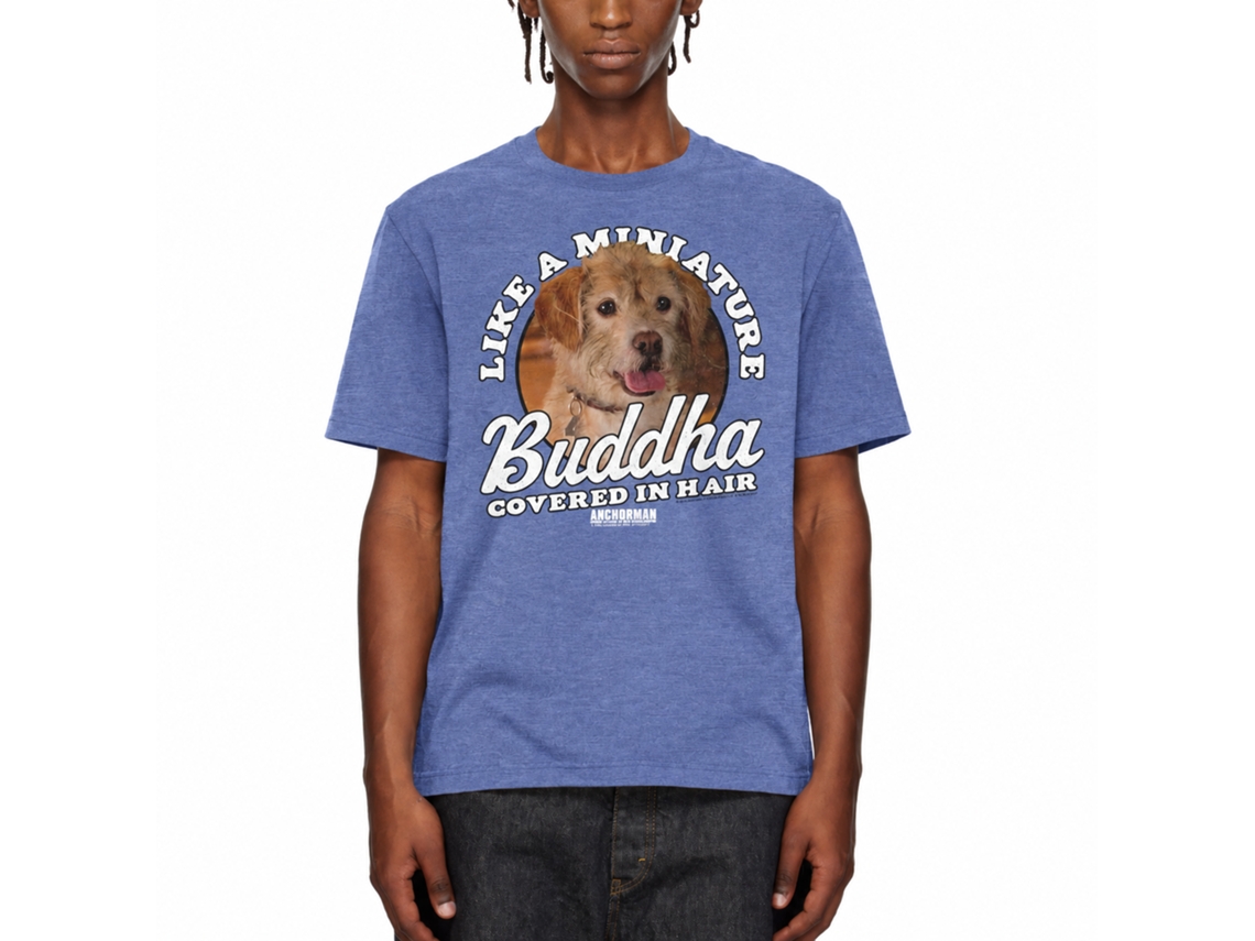 Rockinstone Anchorman Movie Miniature Buddha Heather Royal Adult T-shirt Size:s