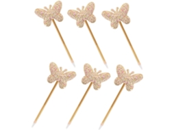 Conjunto De 6 Canetas Em Gel Com Glitter Formato Borboleta, Neutras,
